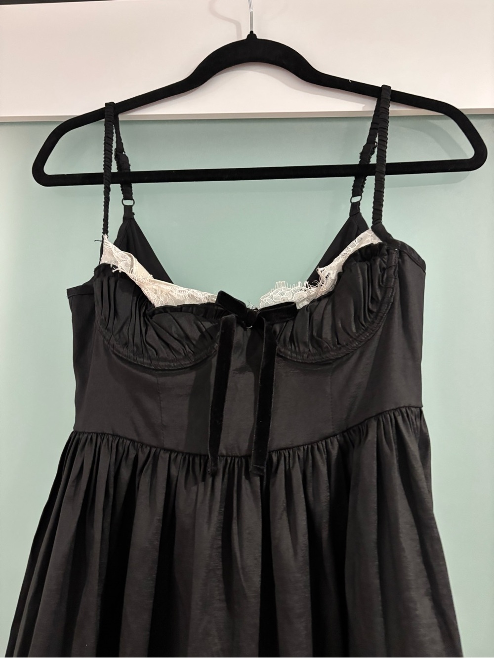 For Love & Lemons black Spaghetti-Strap Midi Dress with Lace Trim - Picture 4 of 6